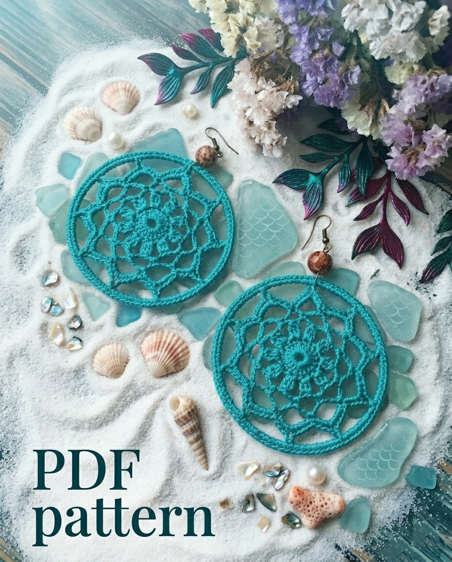 89. Crochet Mandala Hoop Earrings – Digital PDF Pattern