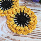 130. Sunflower crochet earrings