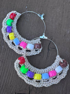 82. Vibrant Pony Bead Hoop Earrings – Easy Crochet Jewelry Pattern