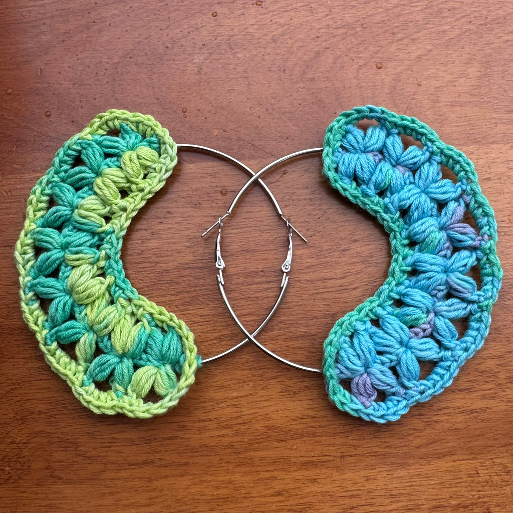 140. Floral Gradient Hoop Earrings — Crochet Pattern
