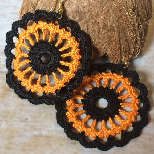 Crochet Circle Bicolor Earrings – Digital Pattern