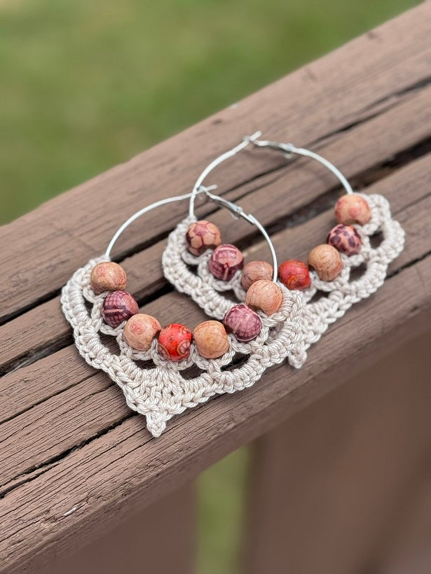 Bohemian Style Beaded Hoop Earrings – Handmade Crochet Accessory