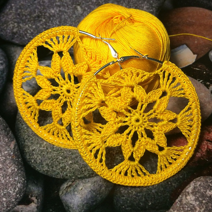 Floral Statement Hoop Earring Crochet Pattern - Digital PDF Download