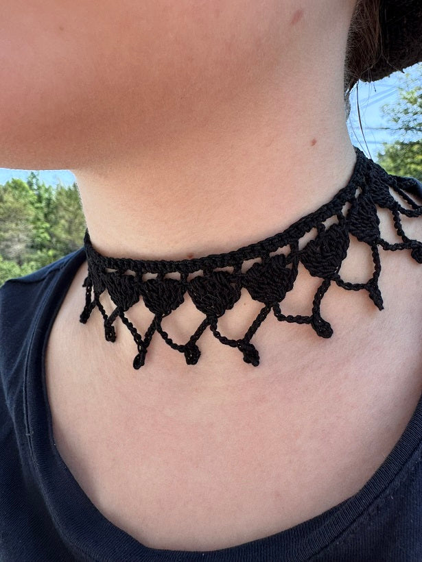 Heart Lace Choker Crochet Pattern | DIY Delicate Jewelry Design by Creative Accessorise
