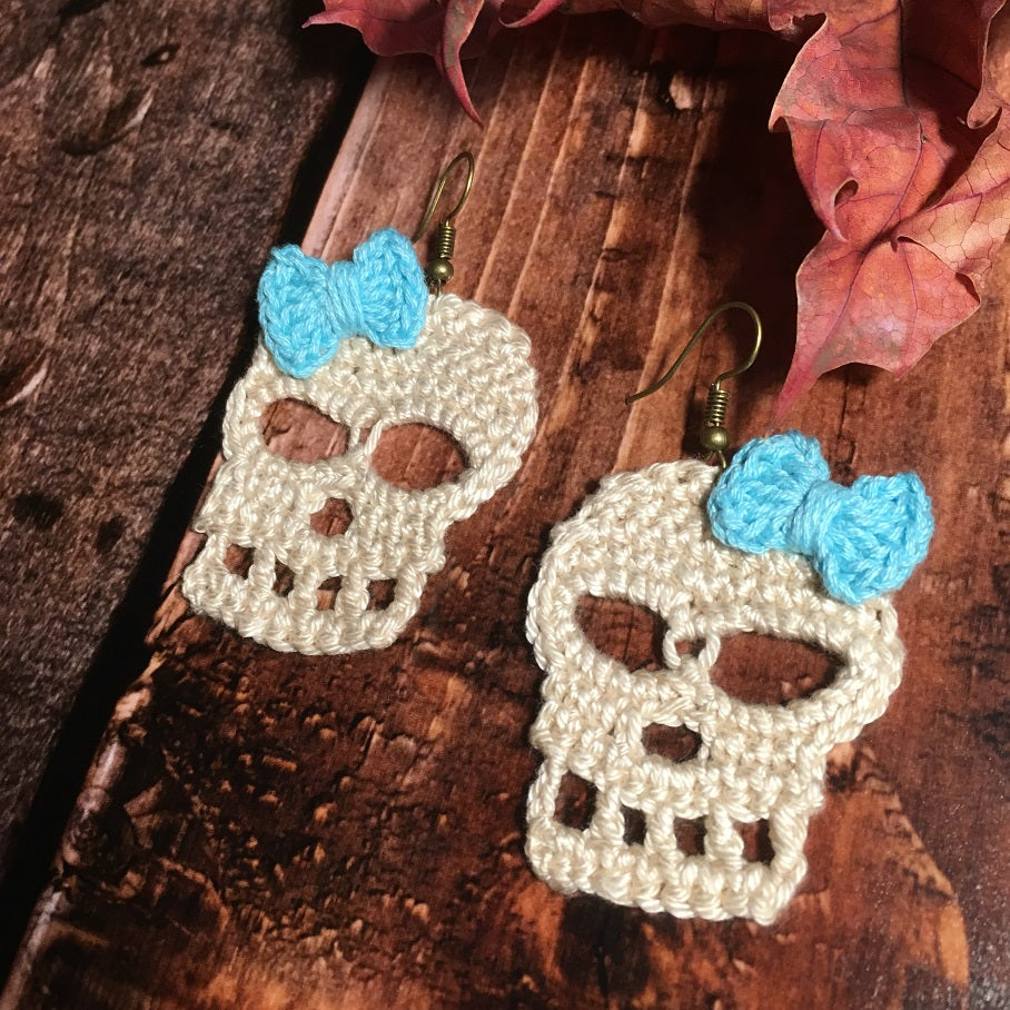 Skull Crochet Earrings Pattern | Halloween Digital Download (PDF)