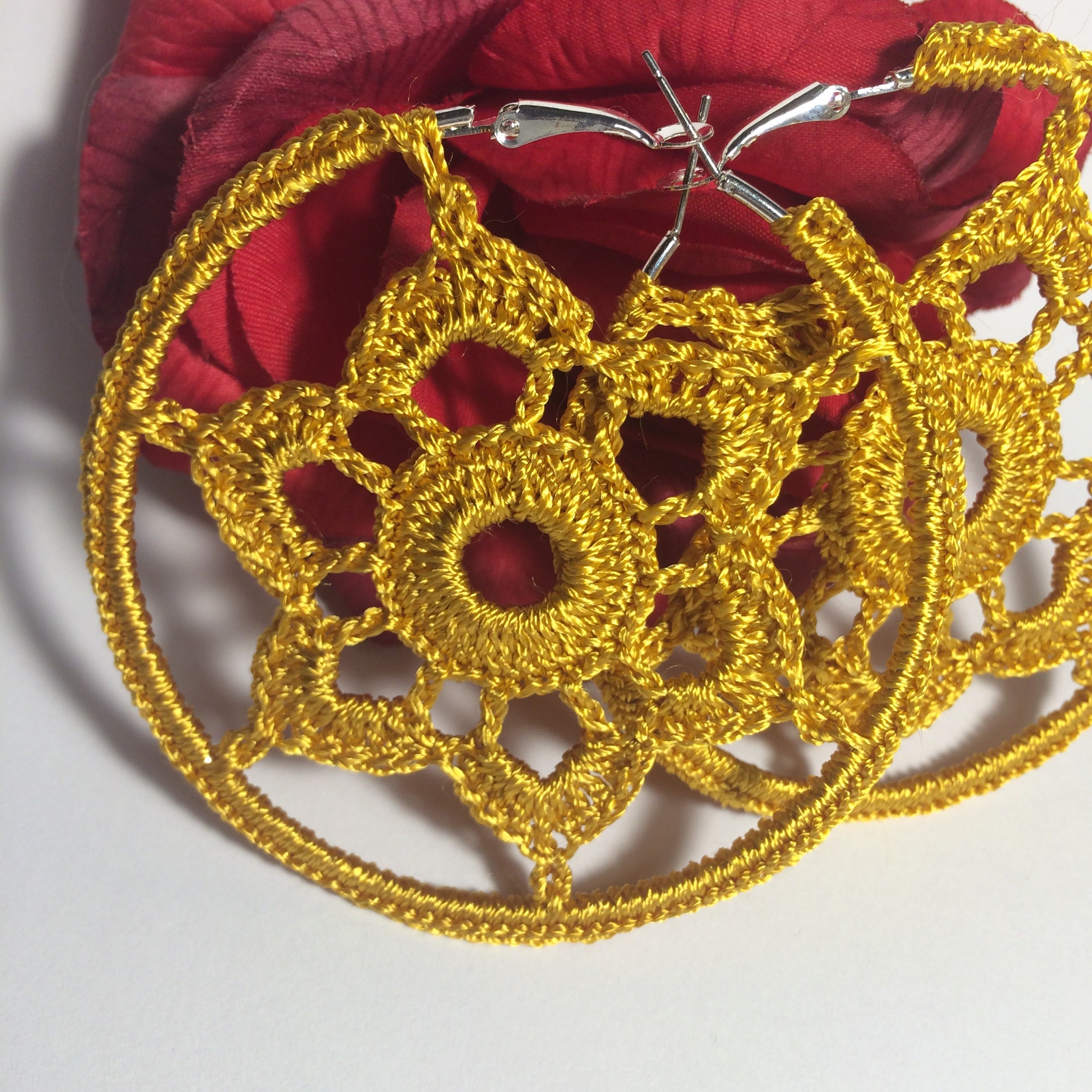 7. Flower Wreath Crochet Earrings Pattern - Instant PDF Download