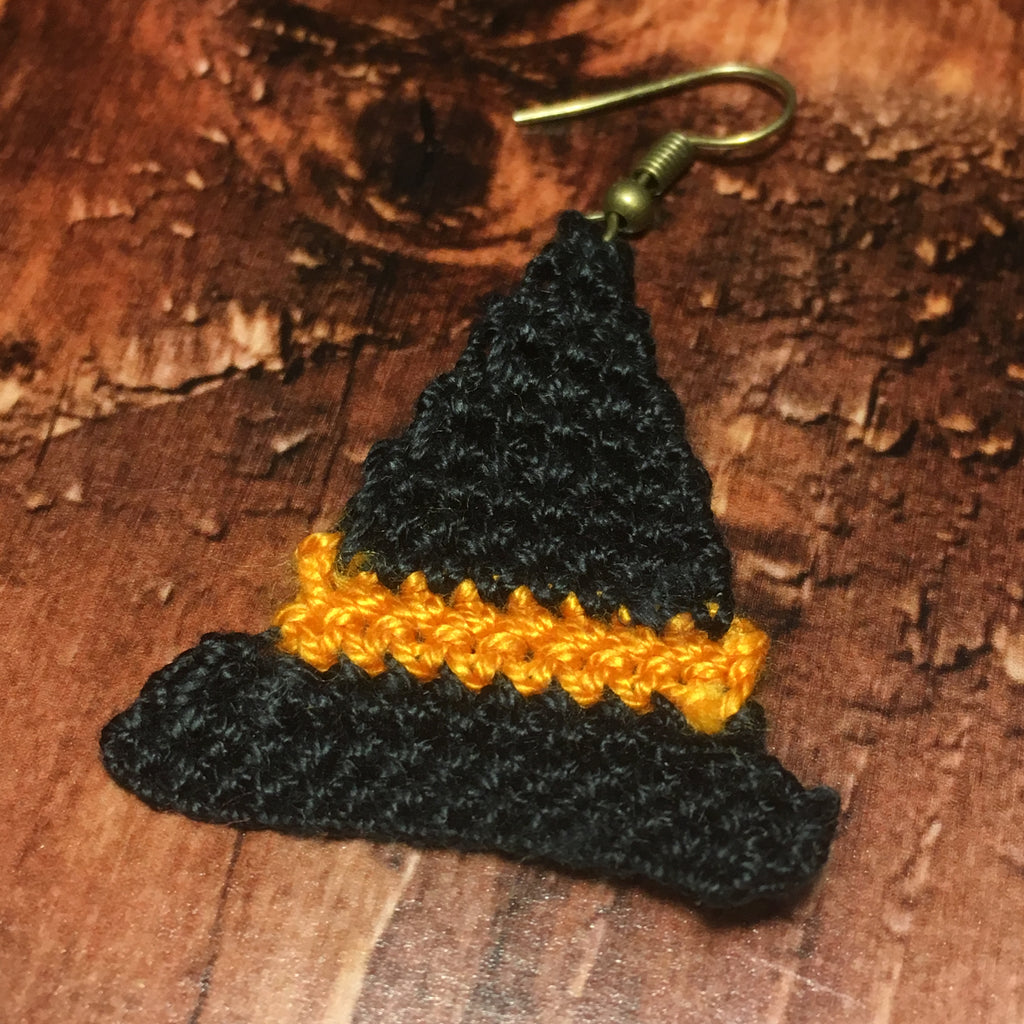 Witch Hat Crochet Earrings Pattern – Halloween PDF Pattern, Easy Beginner-Friendly Design