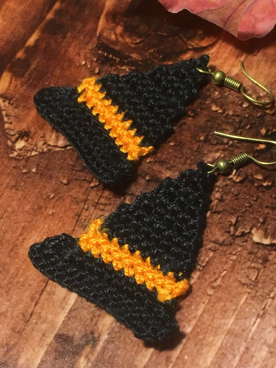 Witch Hat Crochet Earrings Pattern – Halloween PDF Pattern, Easy Beginner-Friendly Design