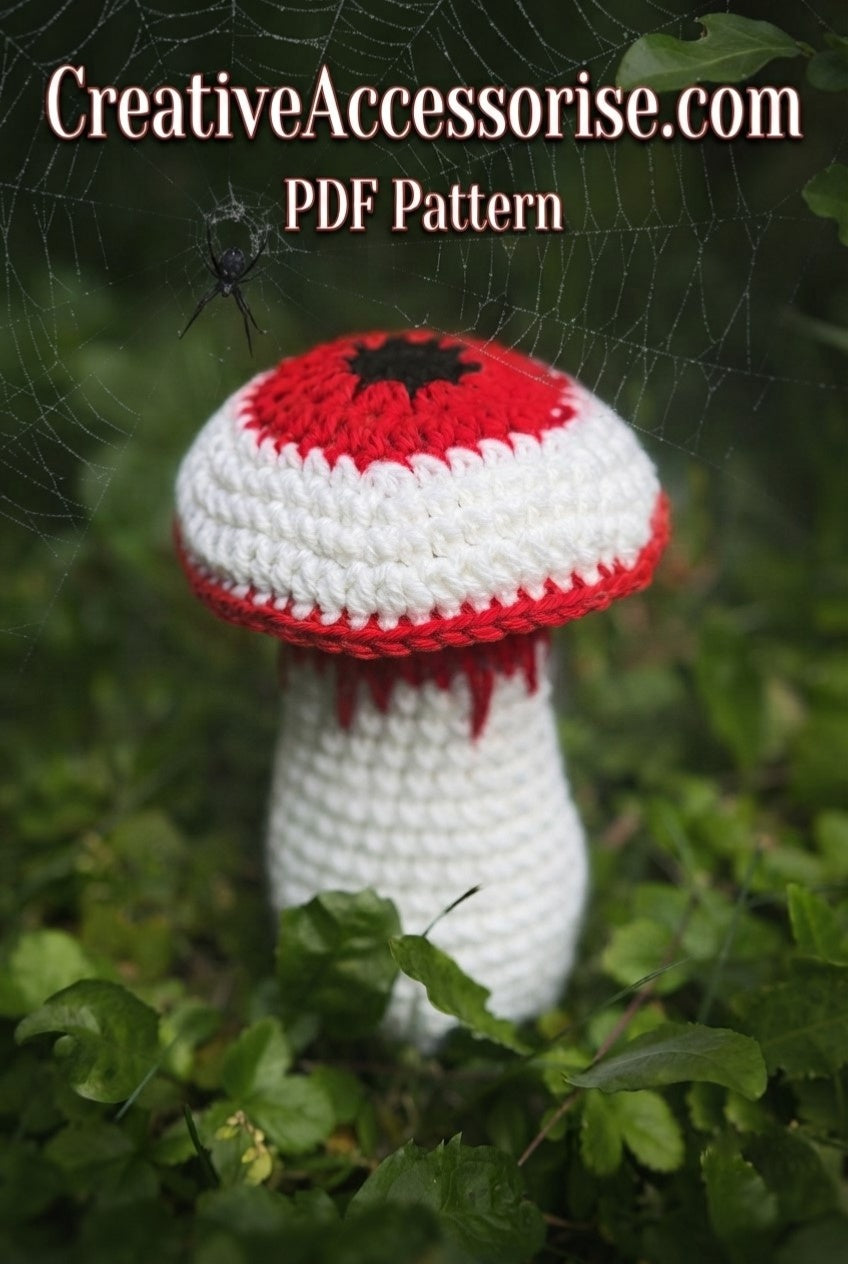 Evil Eye Mushroom Crochet Pattern – Spooky Halloween Decor