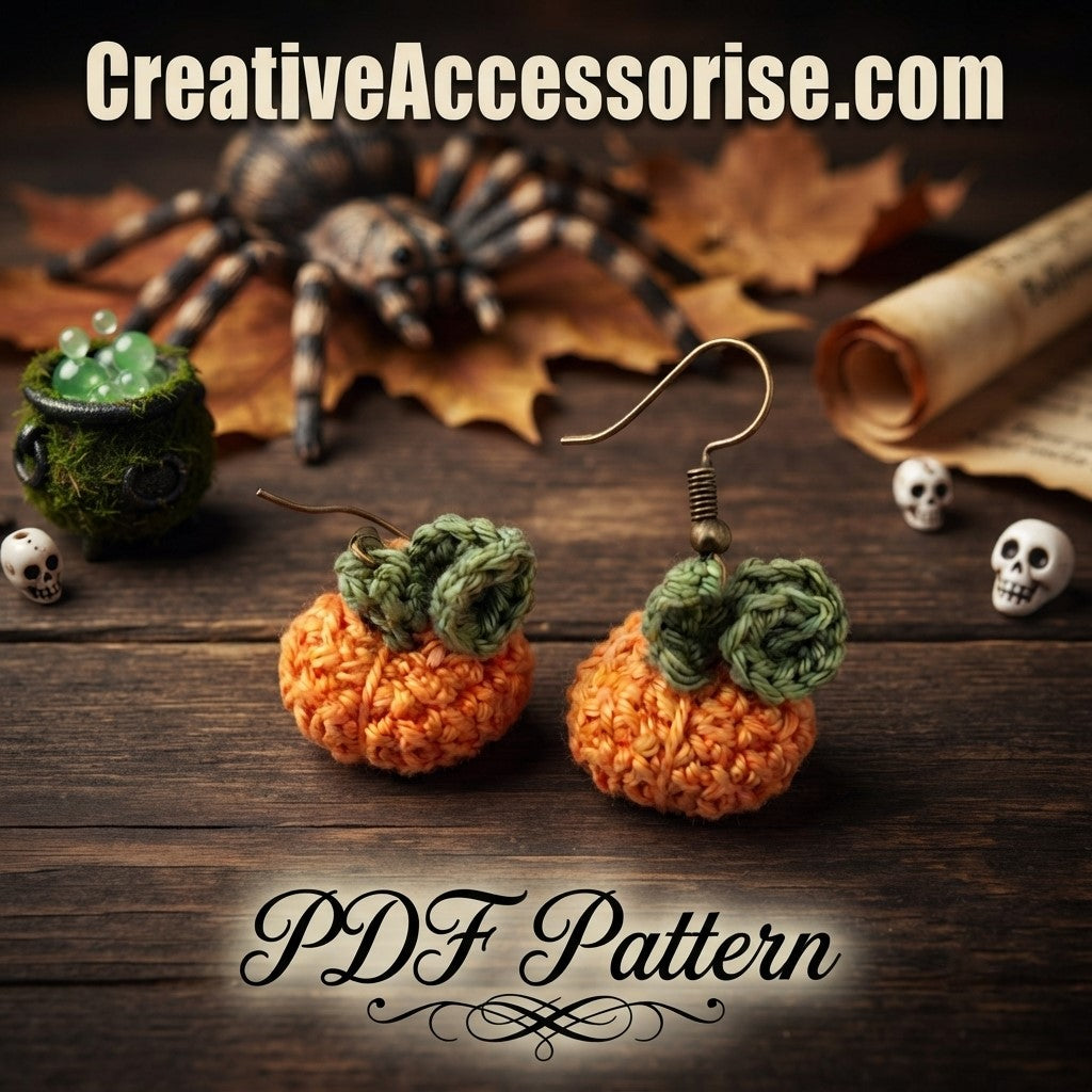 Crochet Pumpkin Earrings – Digital PDF Pattern