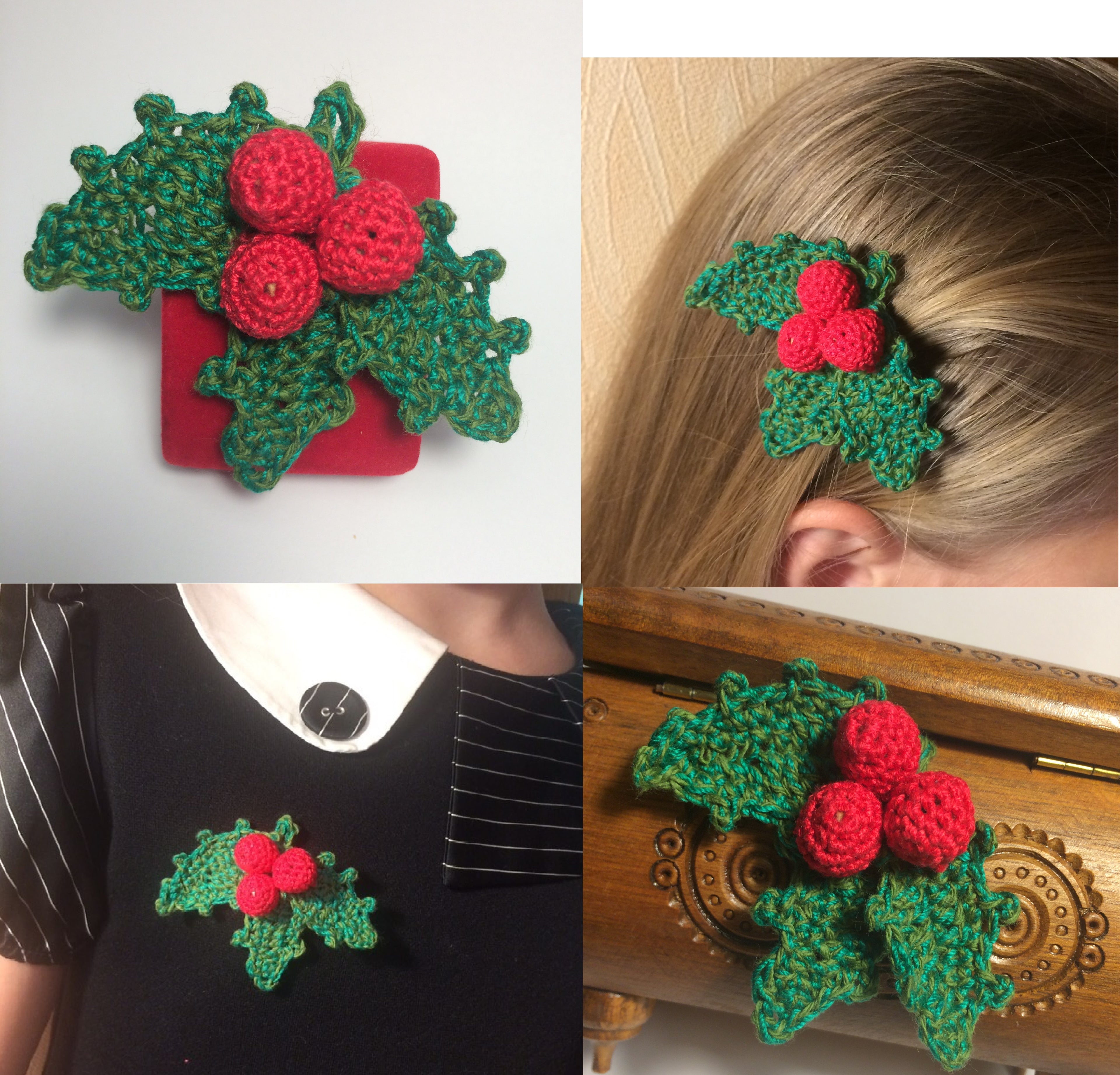 Festive Christmas Holly & Berries Crochet Pattern (PDF Download)