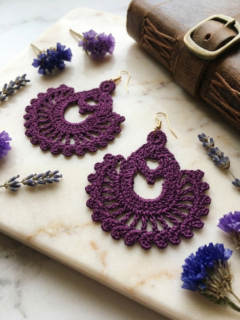 114. Lavender Lore Crochet Dangle Earrings