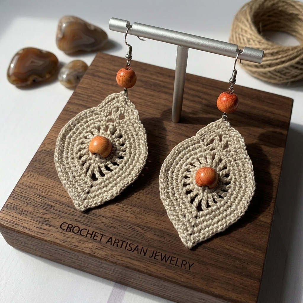 56. Crochet Leaf Earrings Pattern • Intermediate Beginner PDF Download