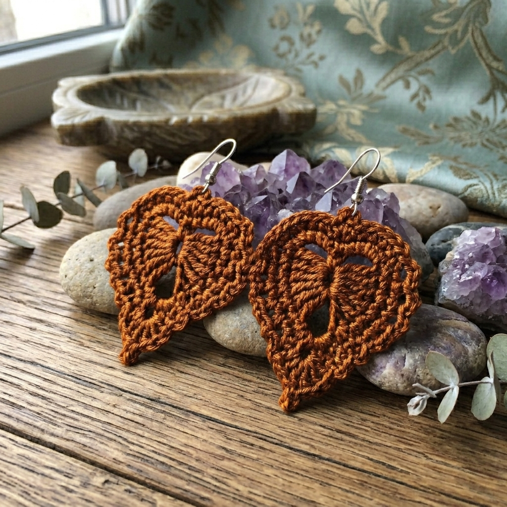 54. Crochet Leaf Earrings Pattern | PDF Digital Download