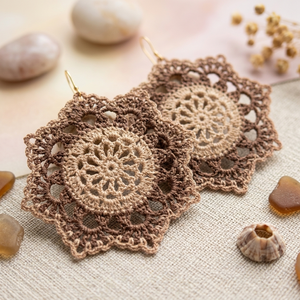 34. Crochet Snowflake Earrings Pattern - Instant Download