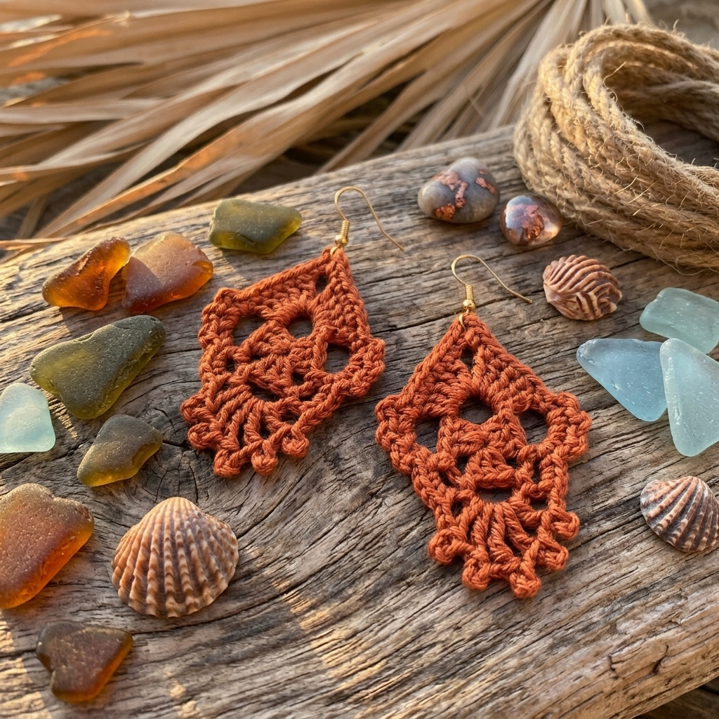 118. Crochet Earring Pattern – Oriental Dangle Earrings (Beginner Friendly Digital Download)