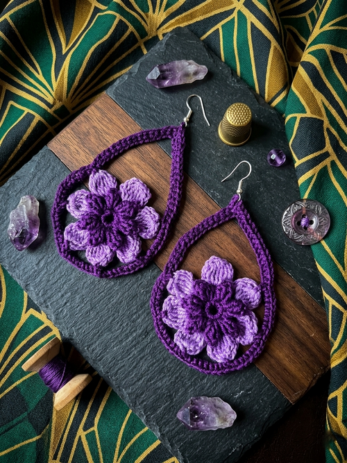 Amethyst Bloom Crochet Earrings – Digital PDF Pattern