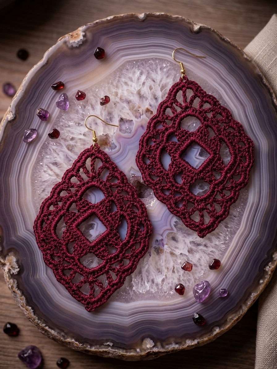 97. BIG Diamond Crochet Earrings Pattern | Boho Statement Jewelry PDF