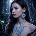74. Blue Moon Crochet Jewelry Set Pattern | Earrings & Necklace PDF