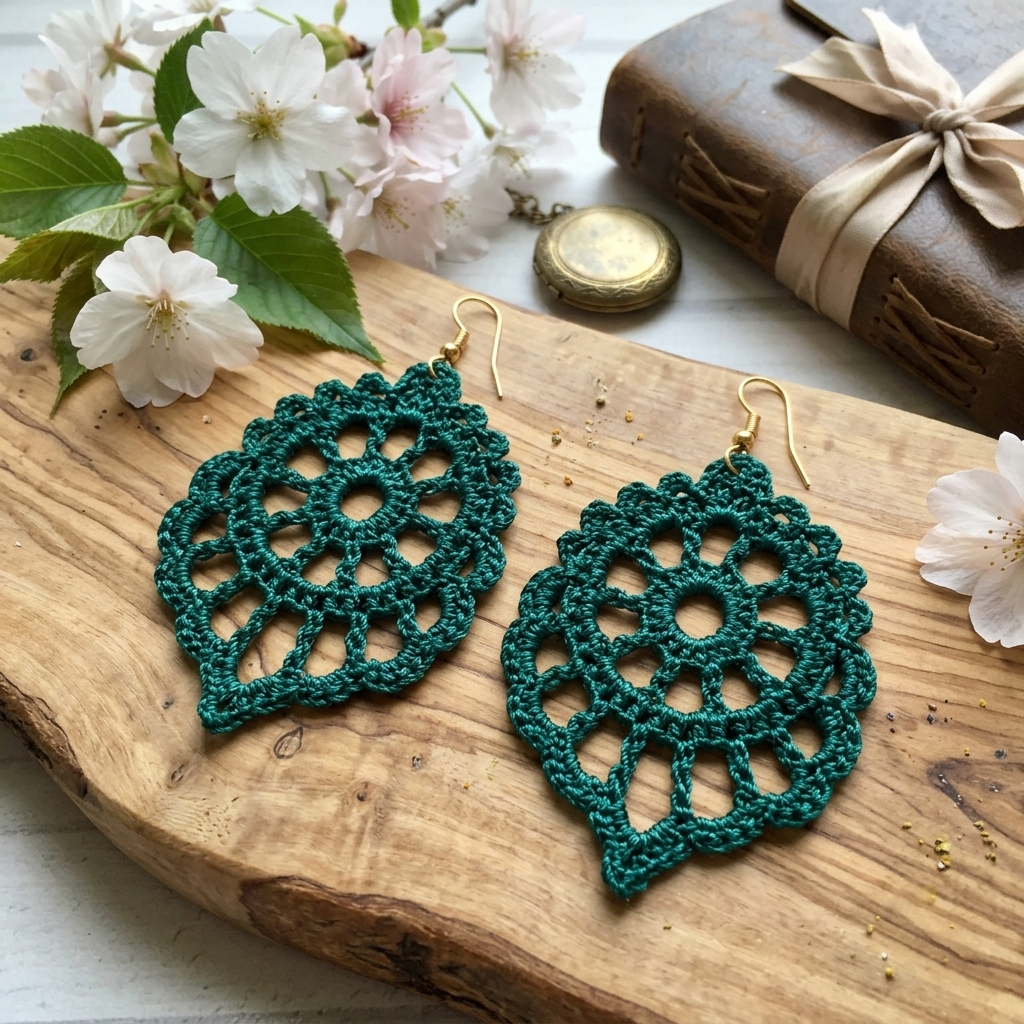 85. 🌸 Openwork Leaf Crochet Earrings – Digital PDF Pattern
