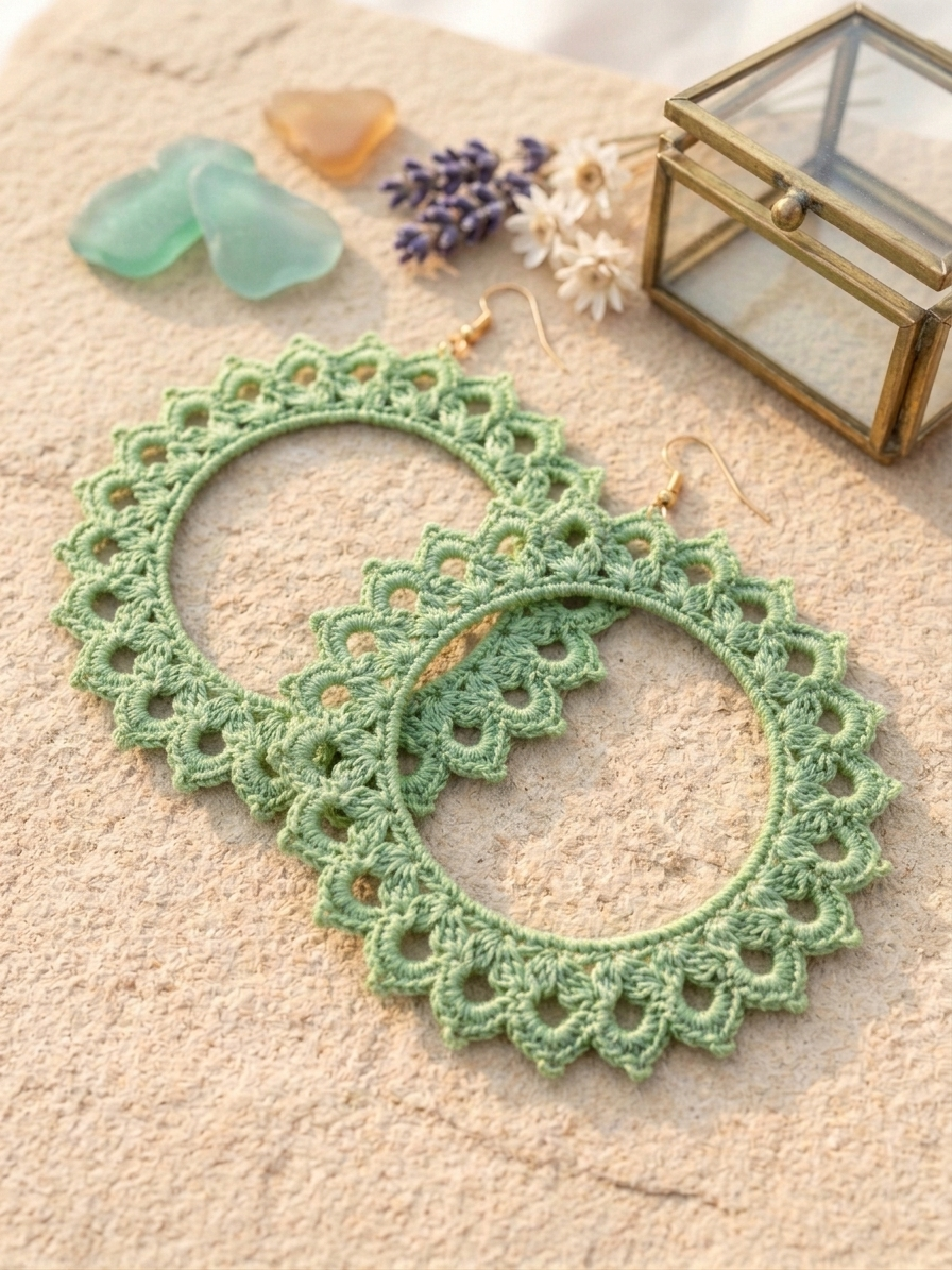 4. Hoop Crochet Earrings - Sun Symbol - Instant PDF Download