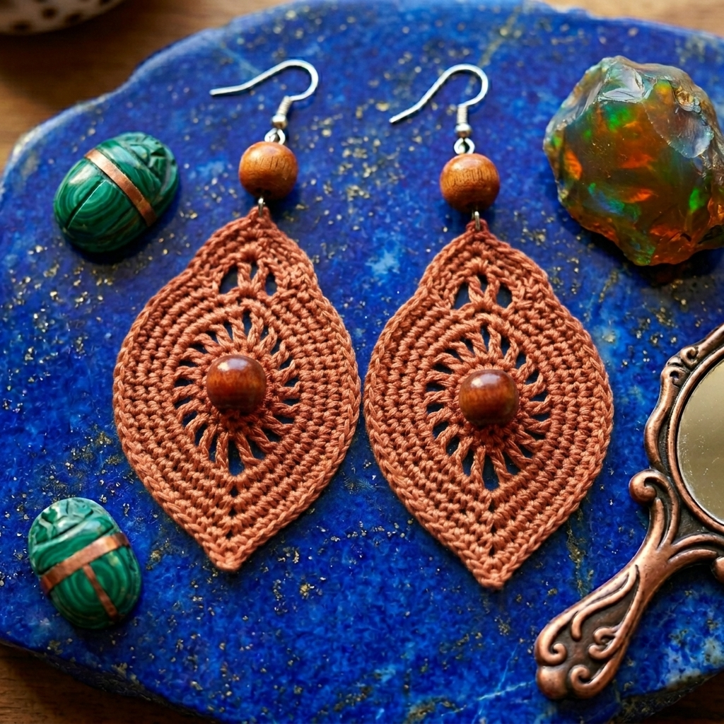 56. Crochet Leaf Earrings Pattern • Intermediate Beginner PDF Download