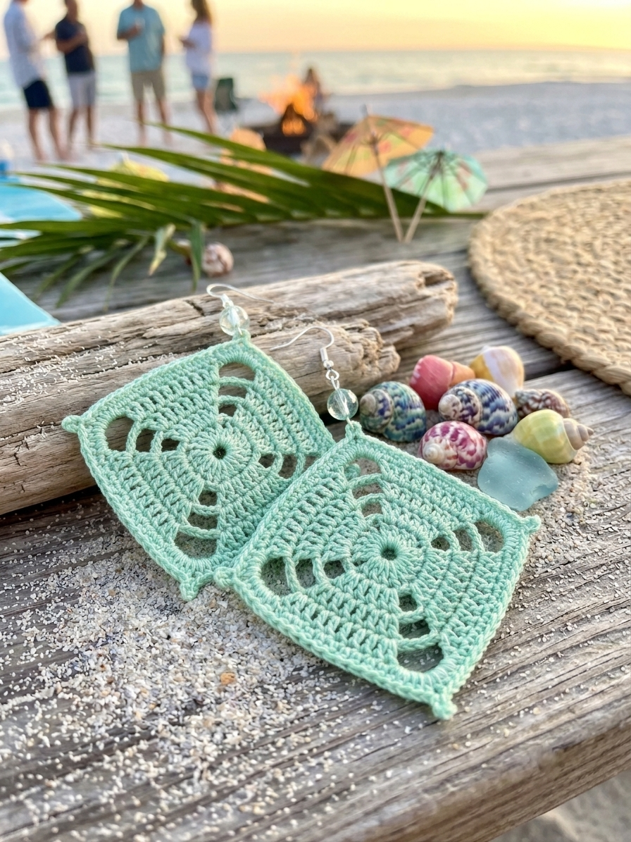 69. Square Lace Crochet Earrings Pattern • Digital PDF Tutorial