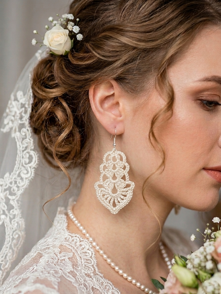 9. Crochet earring pattern "Wedding dangle"