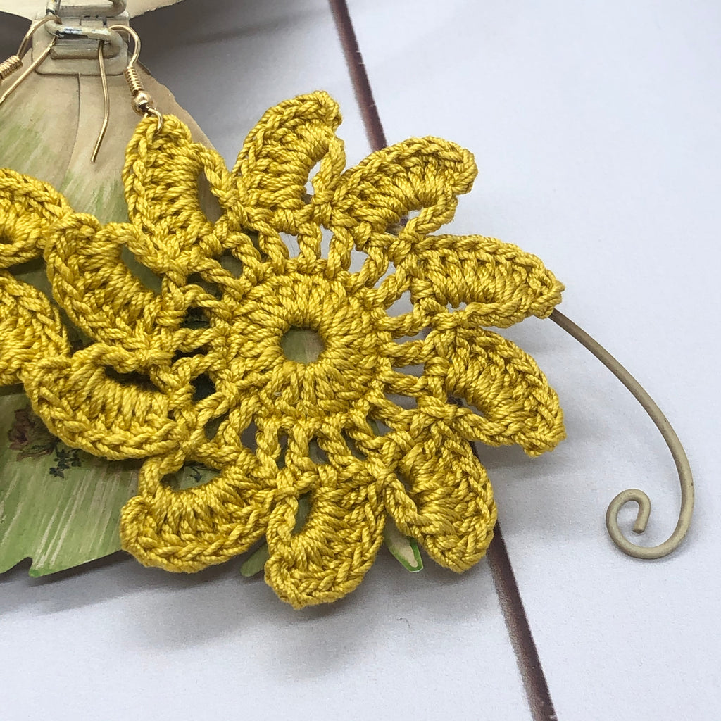 52. ☀️ Radiant Sun & Flower Crochet Earrings Pattern 🌸