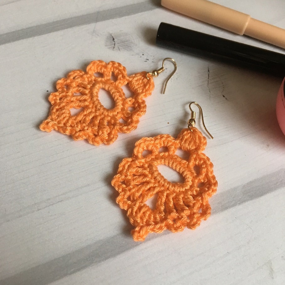 110. Boho Crochet Dangle Earrings Pattern | DIY Instant Digital Download PDF for Beginners