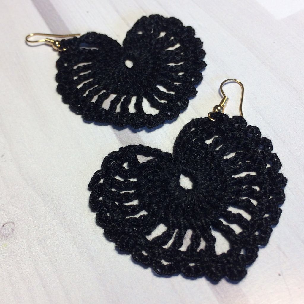 58. Openwork Heart Crochet Earrings Pattern • Digital Download