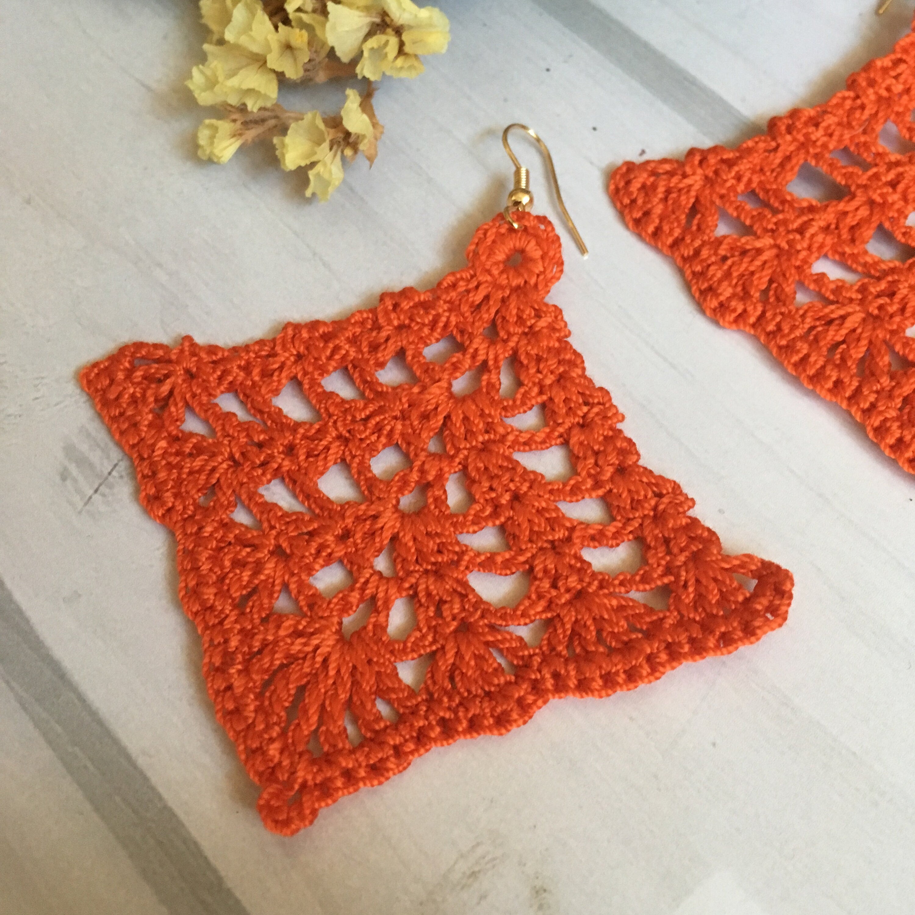 86. Rhombic Openwork Crochet Earrings Pattern | PDF Digital Download