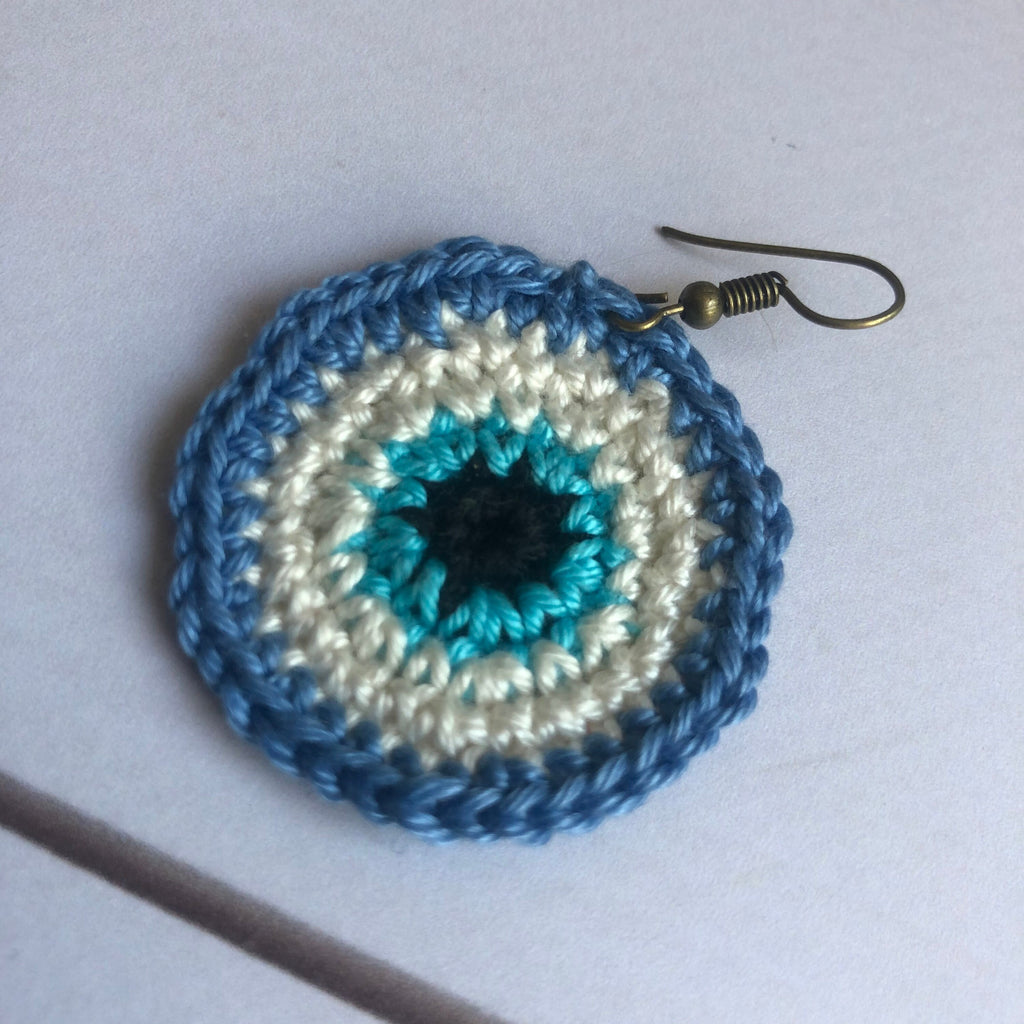 132. Crochet Evil Eye Earrings Pattern – Easy DIY Tutorial