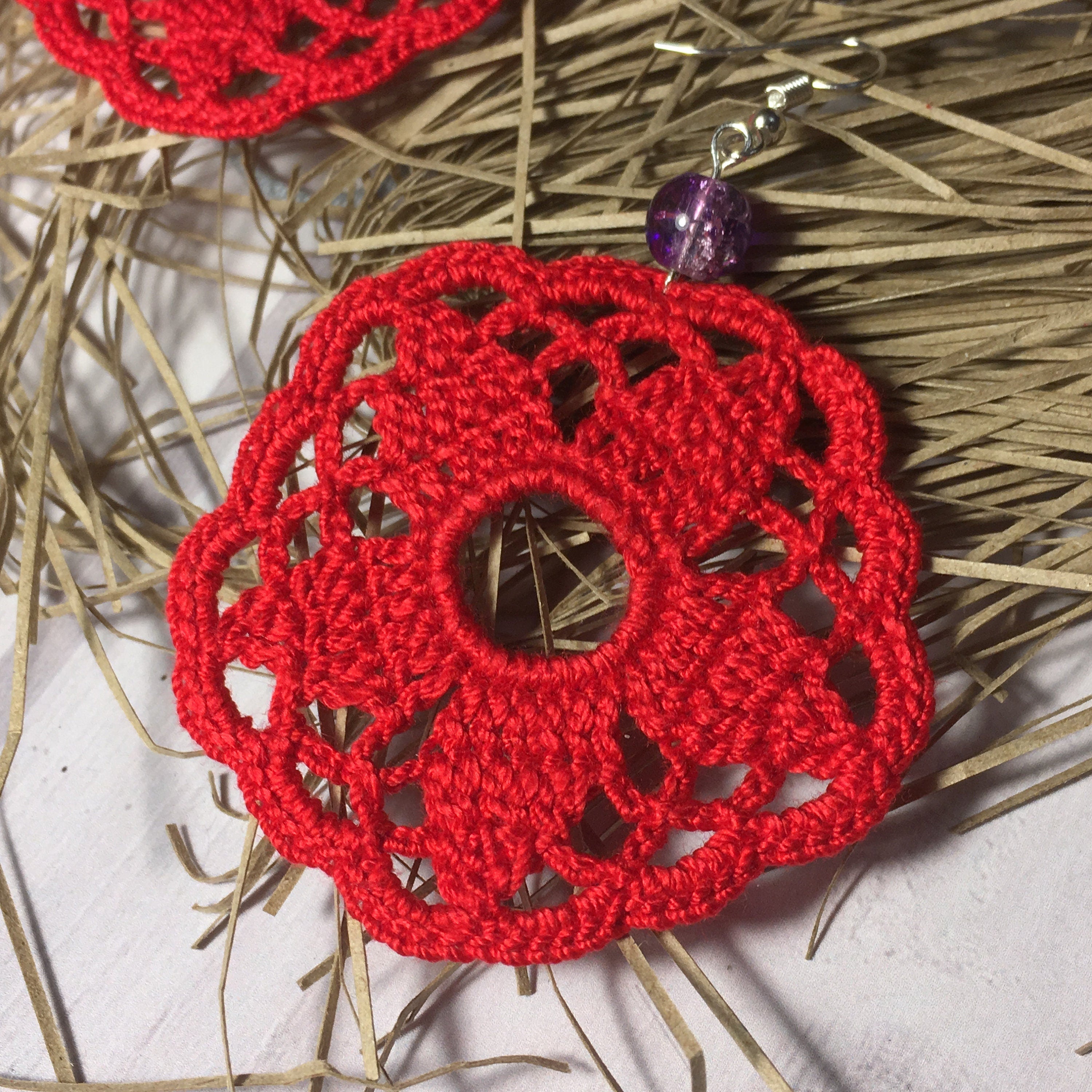 73. Micro Crochet Flower Lace Earrings – Digital PDF Pattern