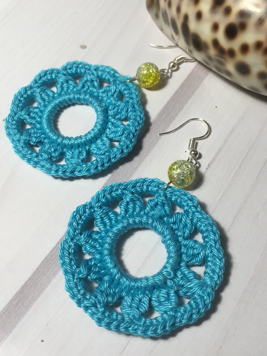 77. Ukrainian Sun Crochet Earrings Pattern (PDF Digital Download)