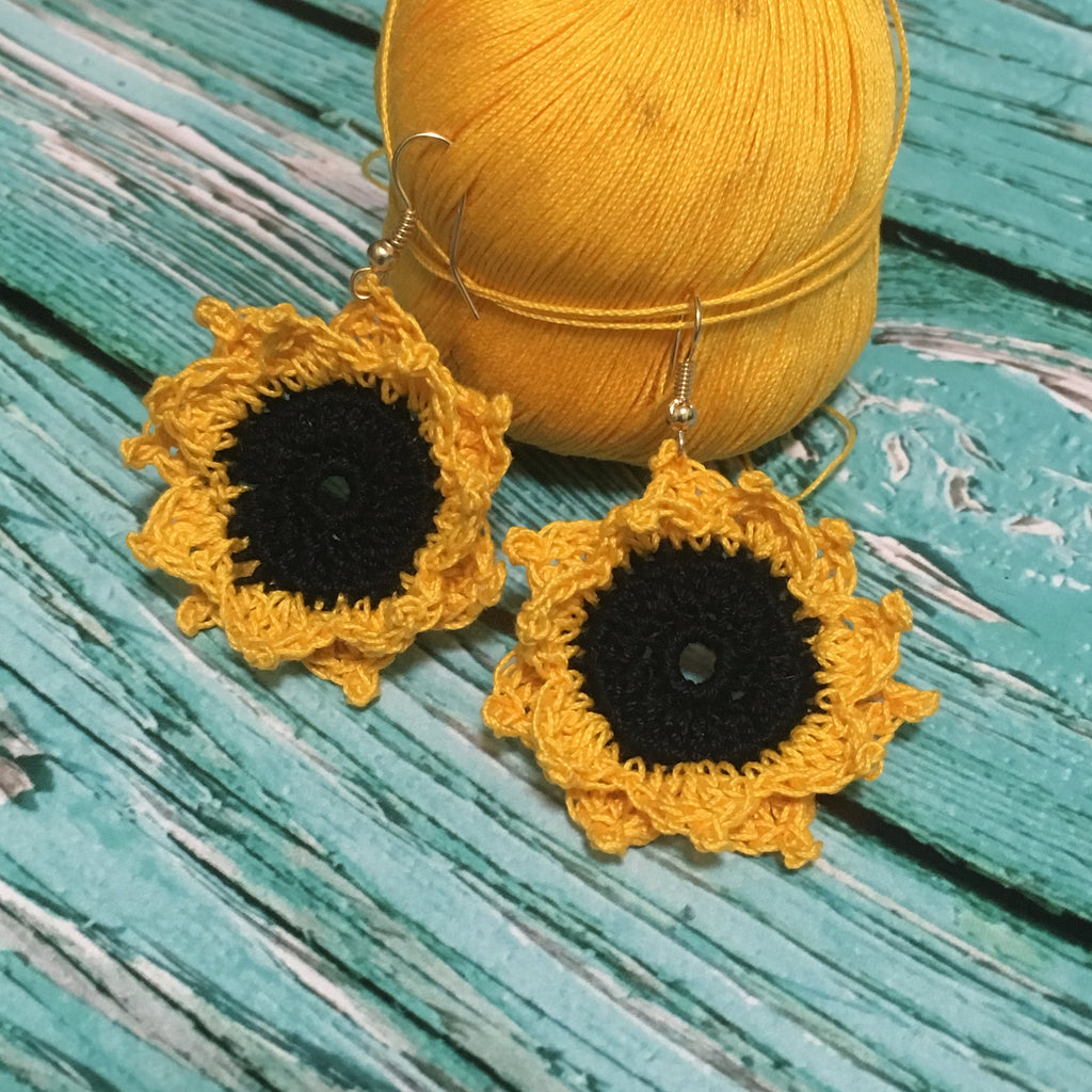 101. Sunflower Crochet Earrings Pattern | DIY Digital PDF Tutorial | Beginner-Friendly Crochet Pattern
