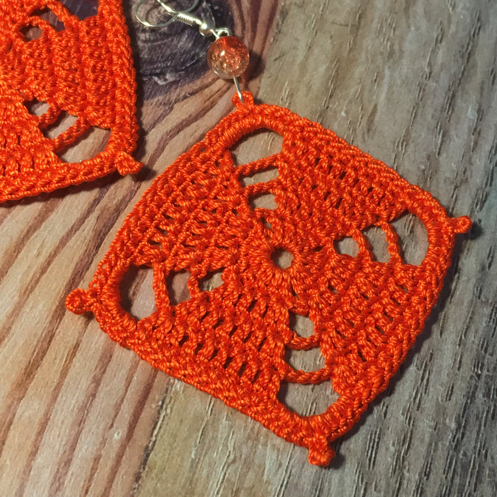 69. Square Lace Crochet Earrings Pattern • Digital PDF Tutorial