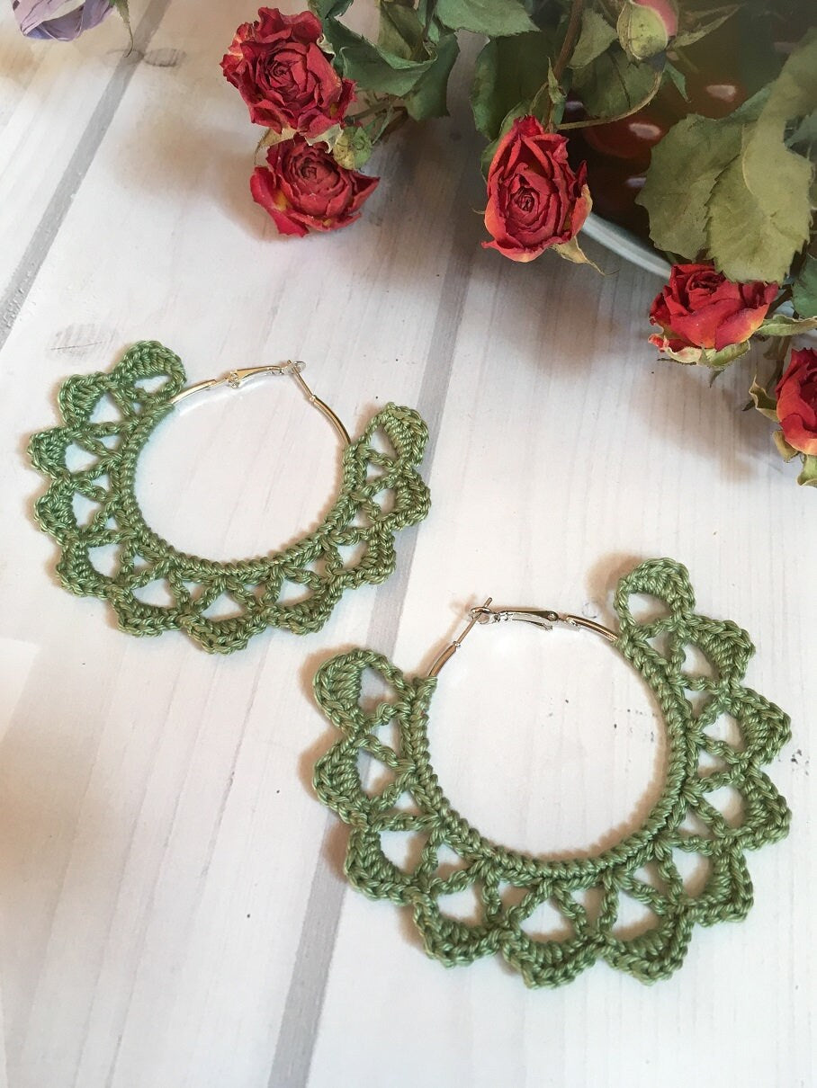 104. Crochet Hoop Earrings Pattern (Digital Download) - Beginner Friendly!
