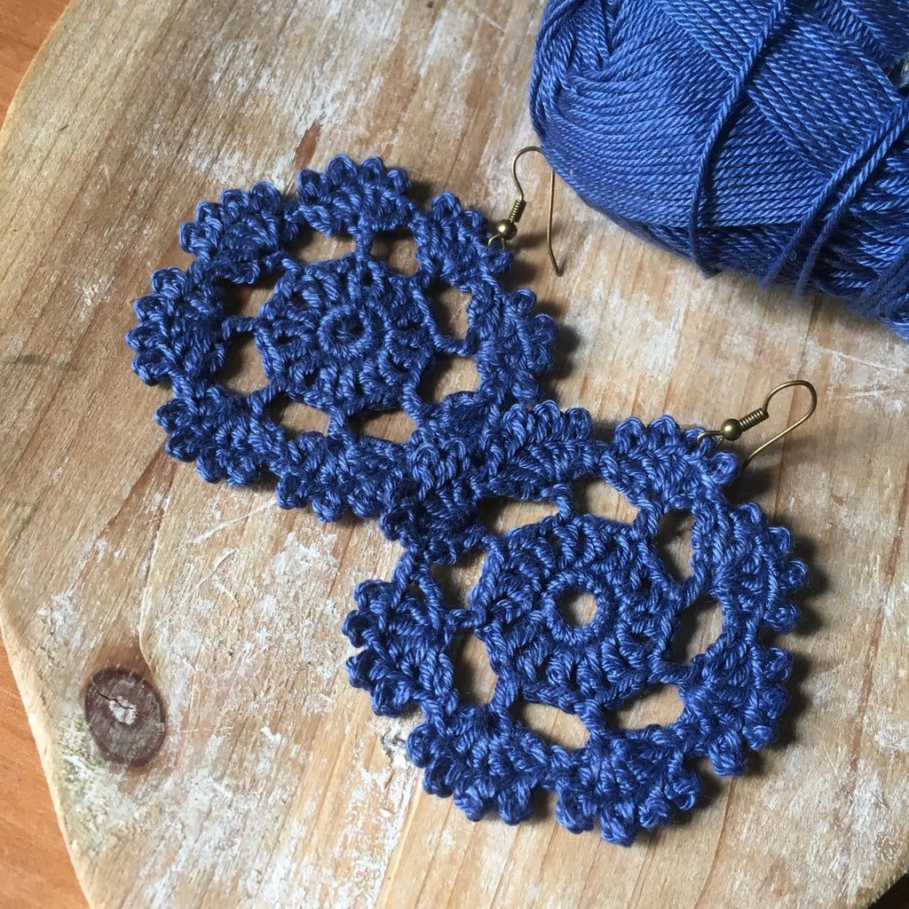 Lace Flower Dangle Earrings - Crochet Pattern (Digital PDF Download)