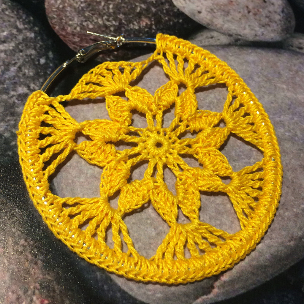 Floral Statement Hoop Earring Crochet Pattern - Digital PDF Download