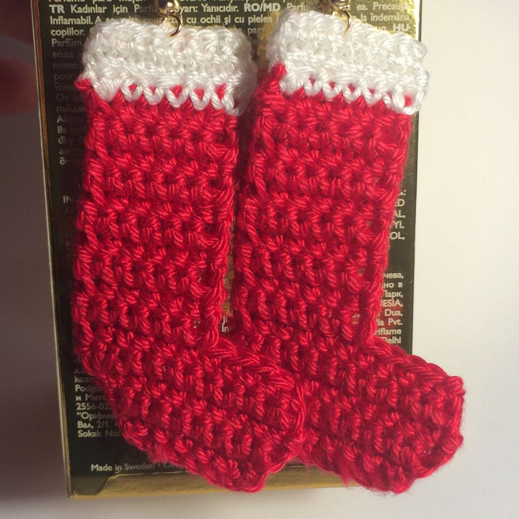 Cozy Holiday Micro-Crochet: Christmas Stocking Earrings Pattern (Digital PDF)