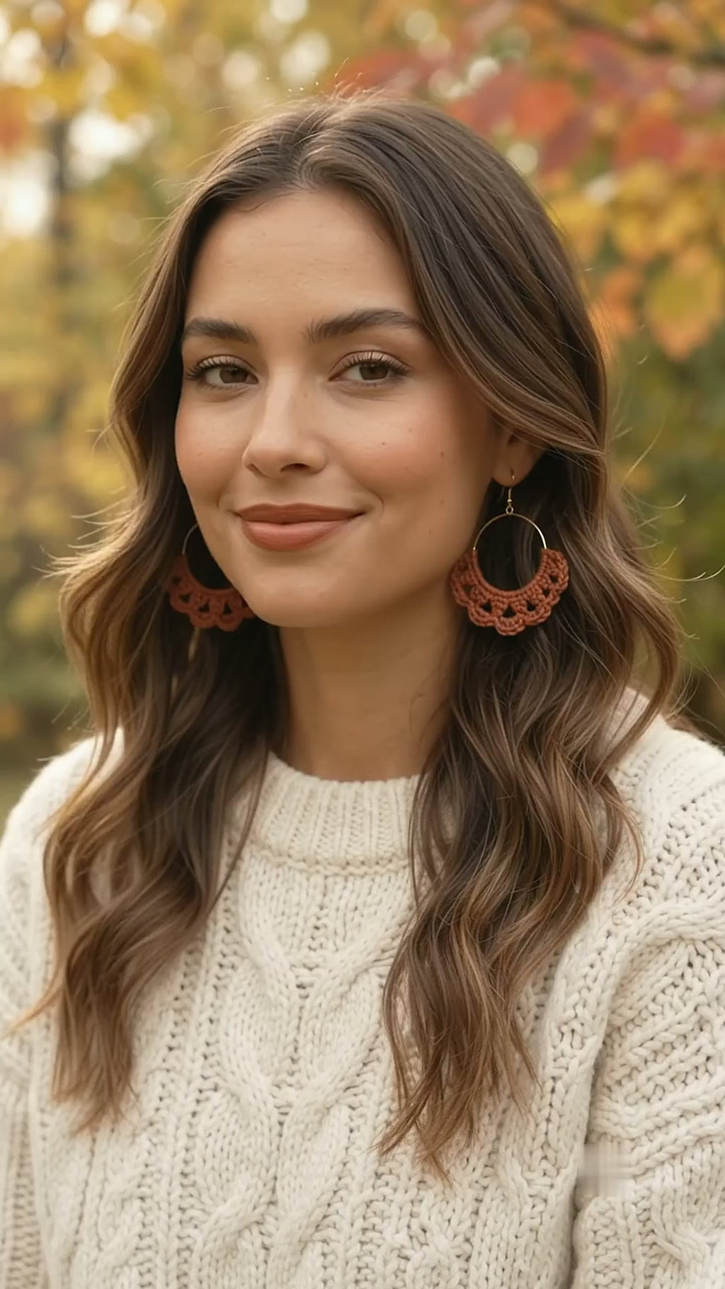 Crochet Earring PDF Pattern - Autumn Hoop Earrings Crochet Tutorial